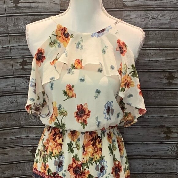 🔥🔥SALE🔥🔥Blue RAIN Floral Tie Back Romper - Picture 2 of 7